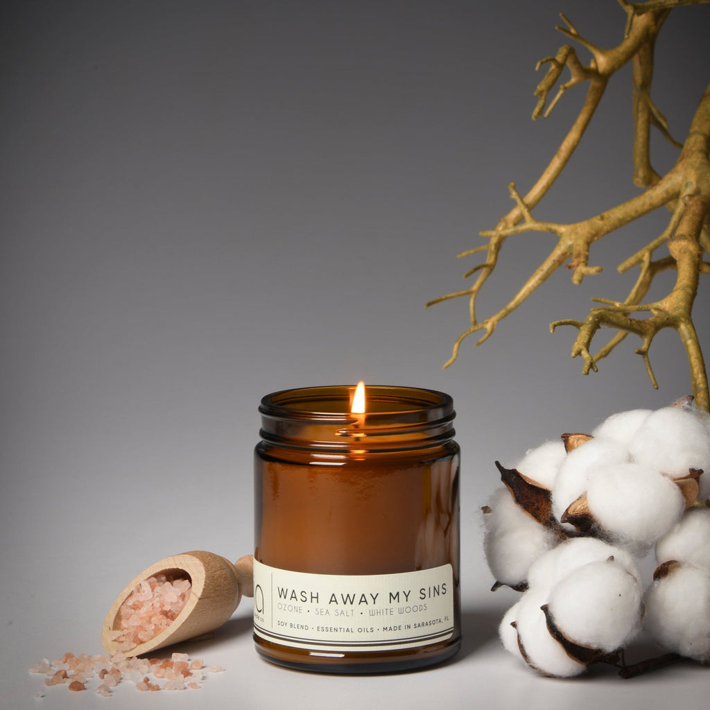 Wash Away My Sins Soy Blend Candle — Sea Salt, Water Lily & White Woods