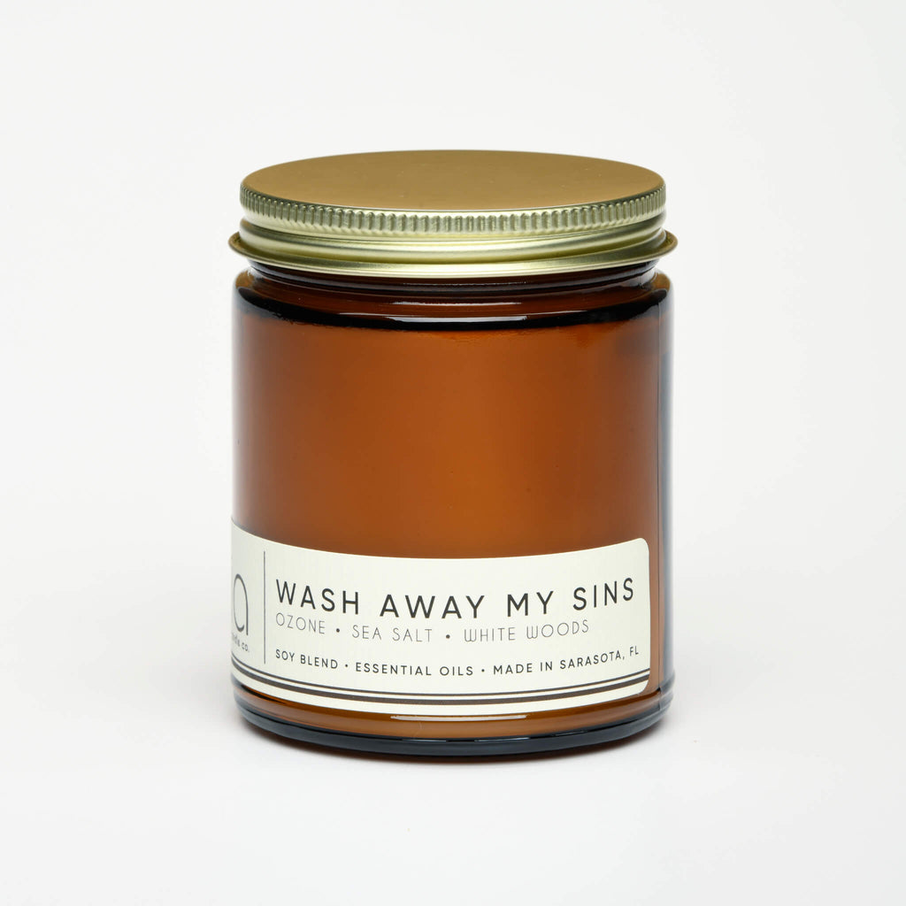 Wash Away My Sins Soy Blend Candle — Sea Salt, Water Lily & White Woods